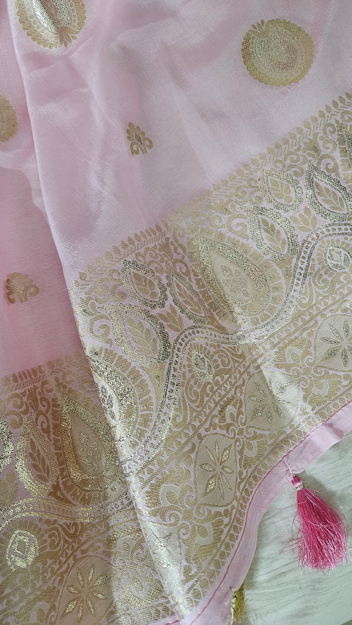 Pink shimmer soft silk banarsi suit