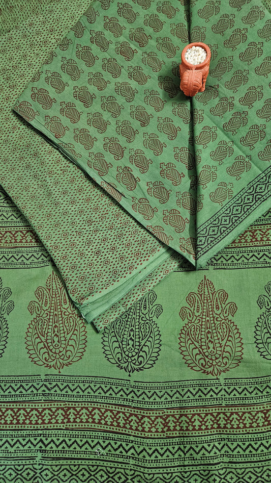 Green'n'Maroon bagh print cotton suit