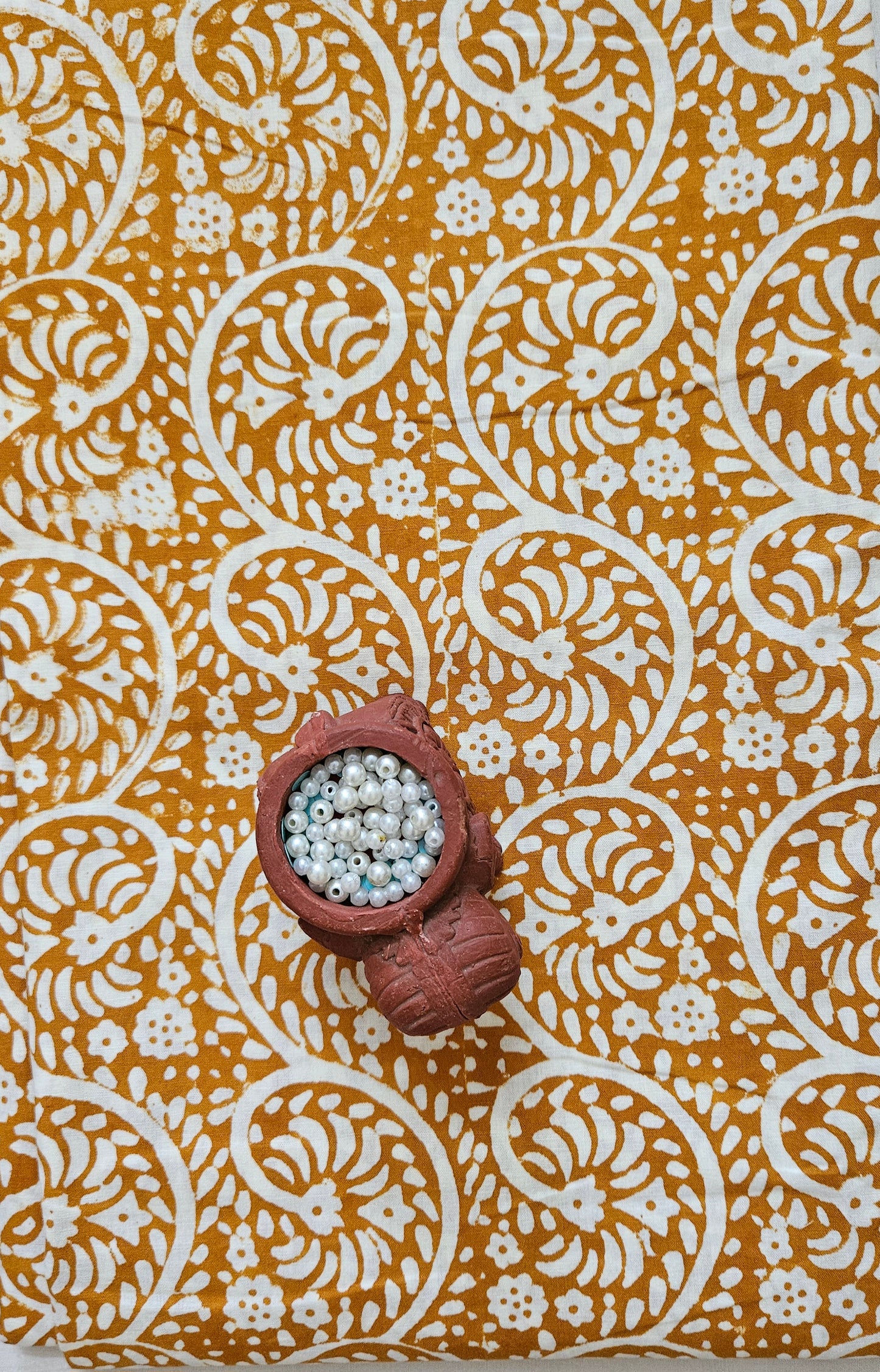 Mustard'n'pink baroda print cotton suit