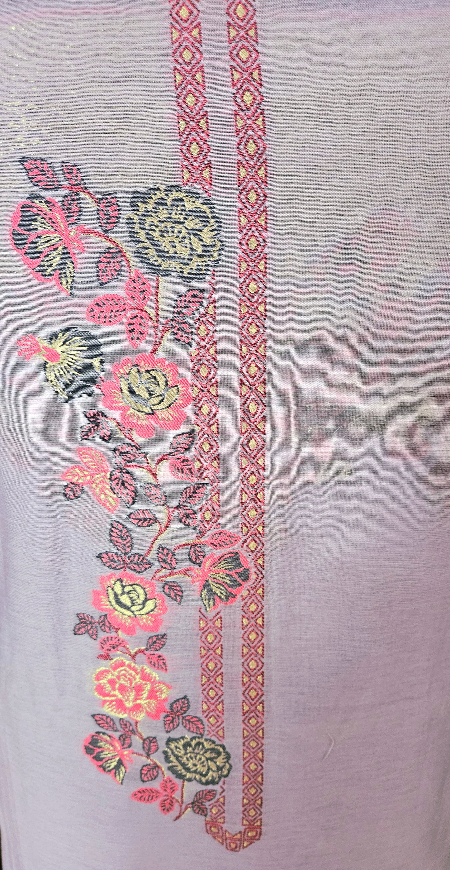 Lilac'n'magenta jacquard weaved chanderi suit