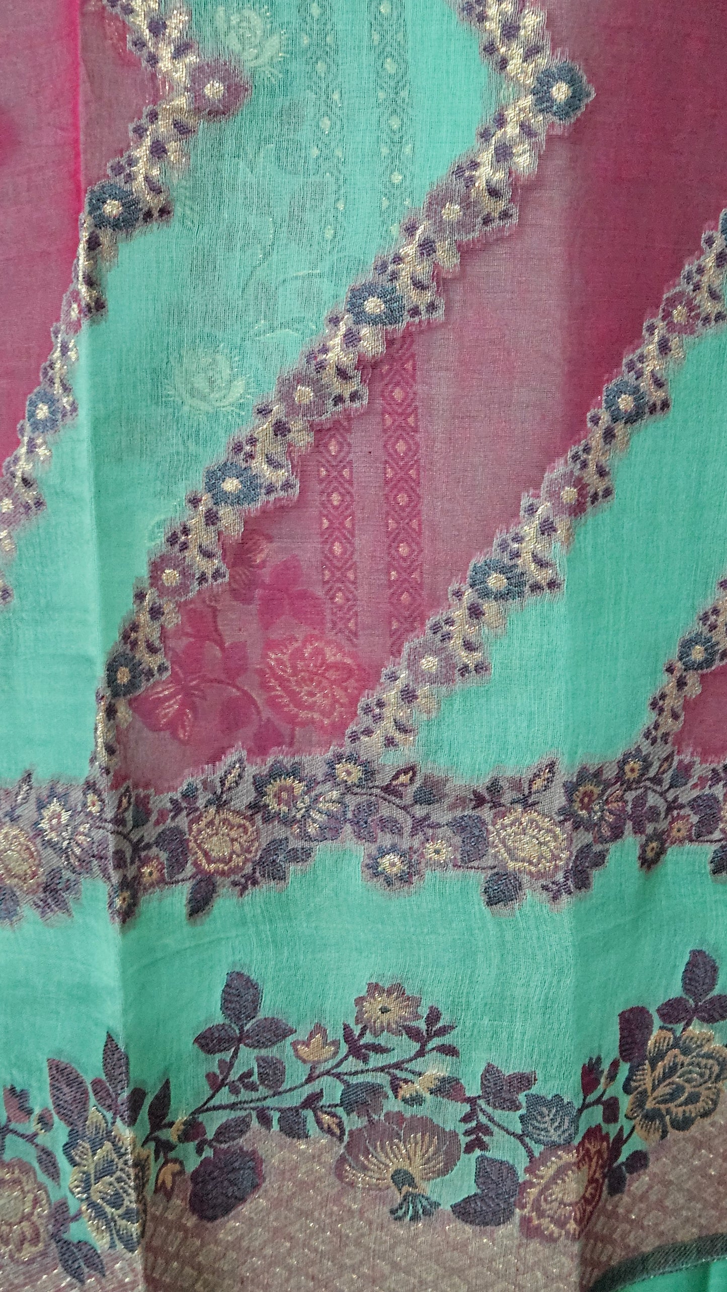 Green'n'rani jacquard weaved chanderi suit