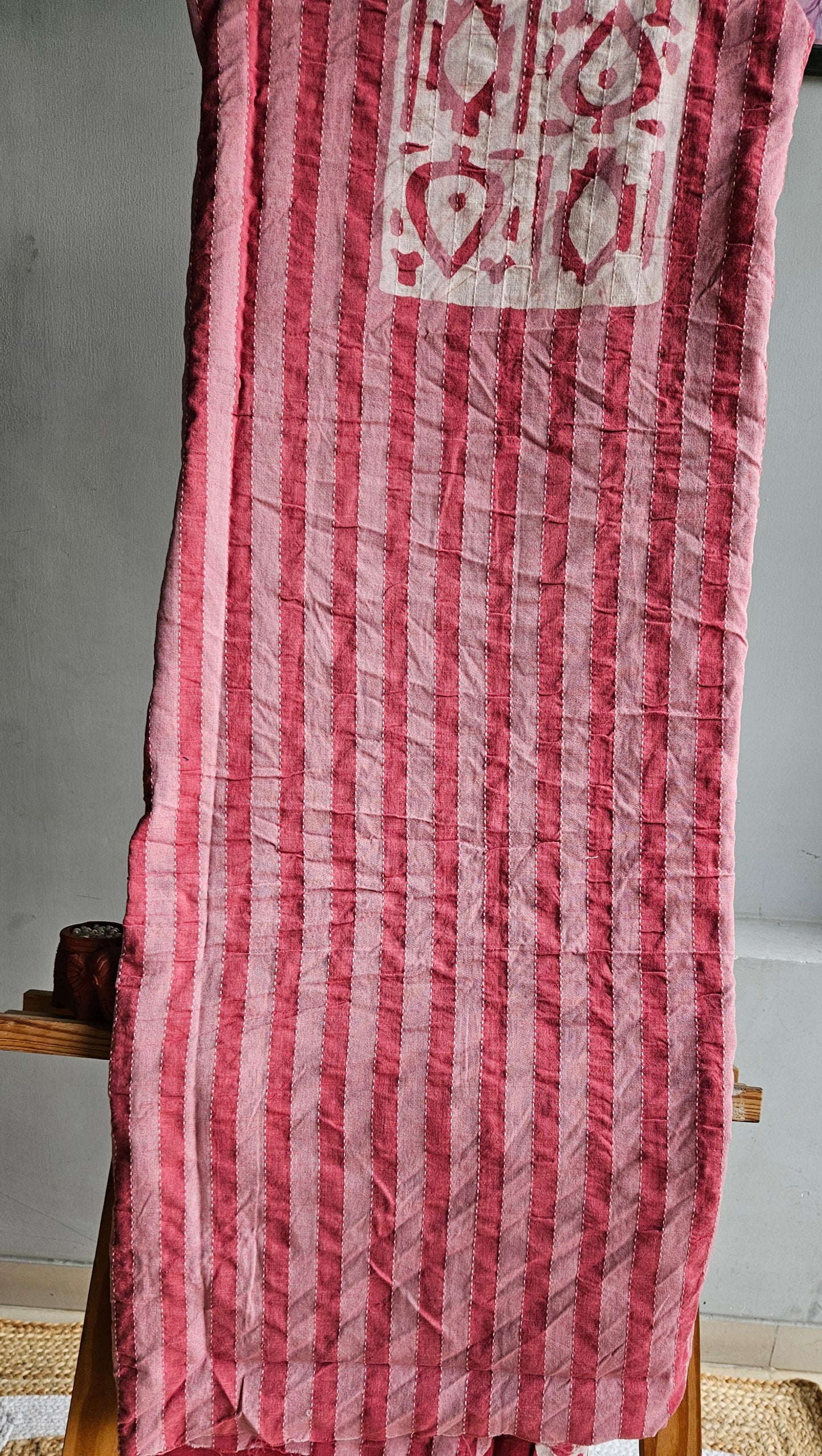 Onion pink handloom cotton batik print suit