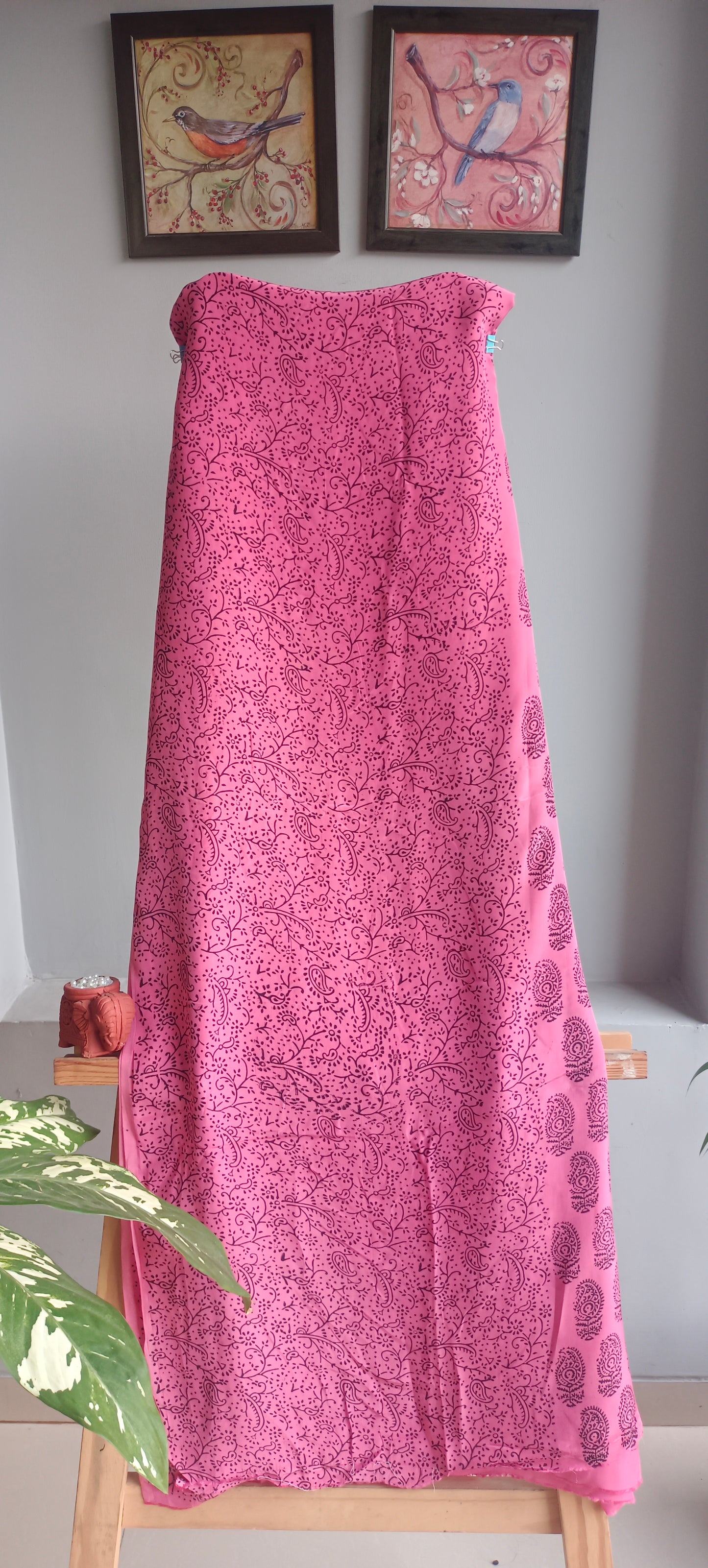 Black'n'pink bagh print crepe kurta