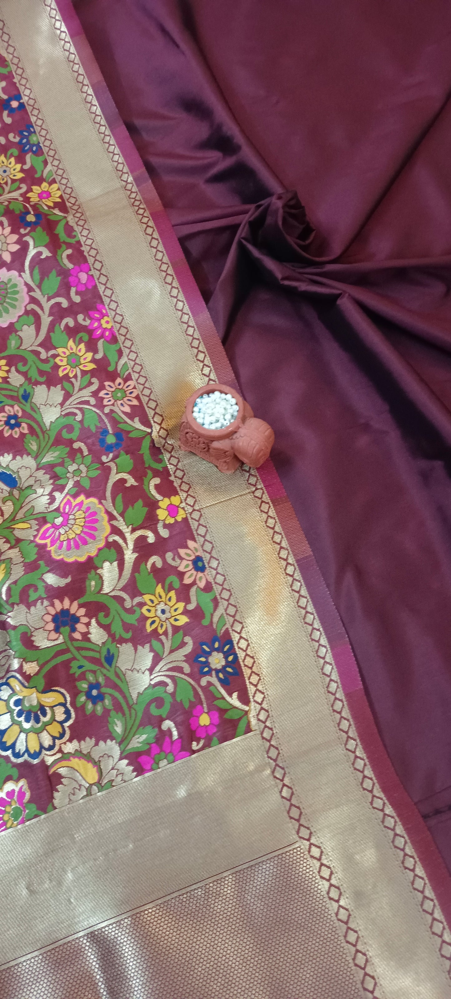 Maroon banarasi silk suit