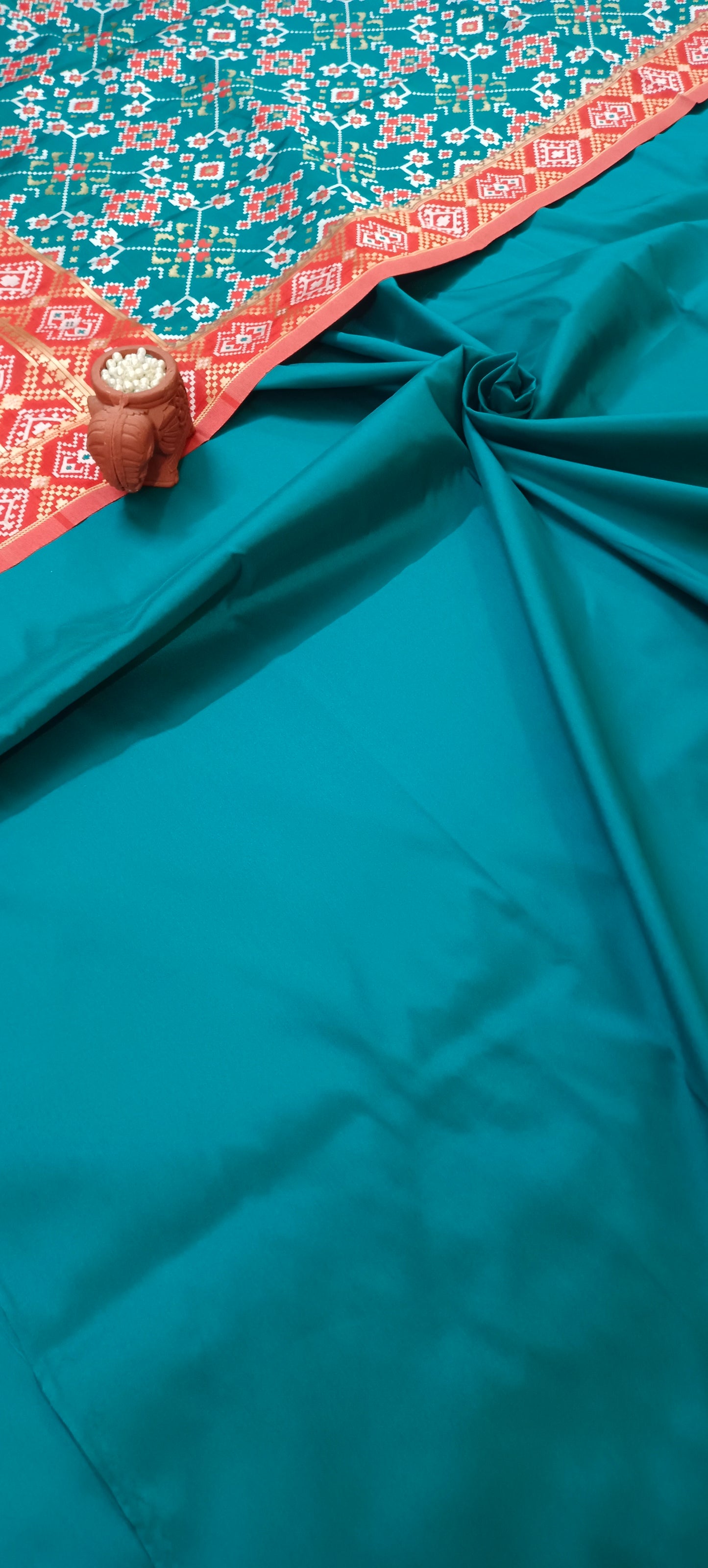 Teal blue banarasi silk suit