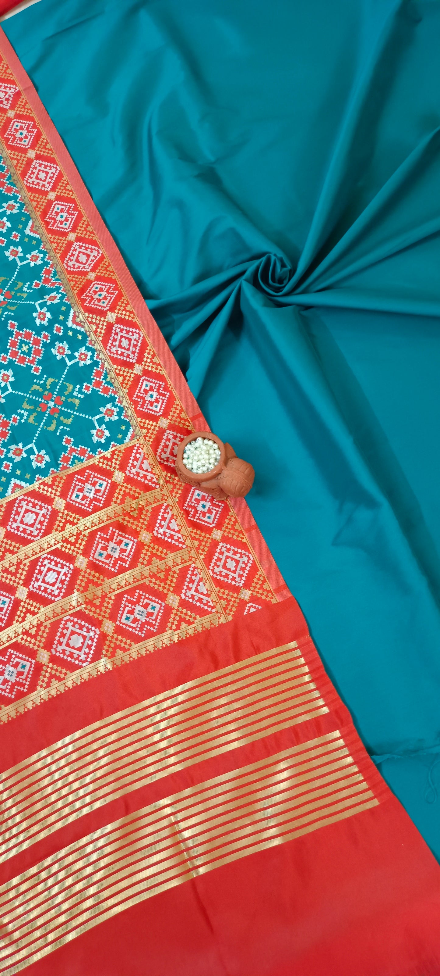 Teal blue banarasi silk suit