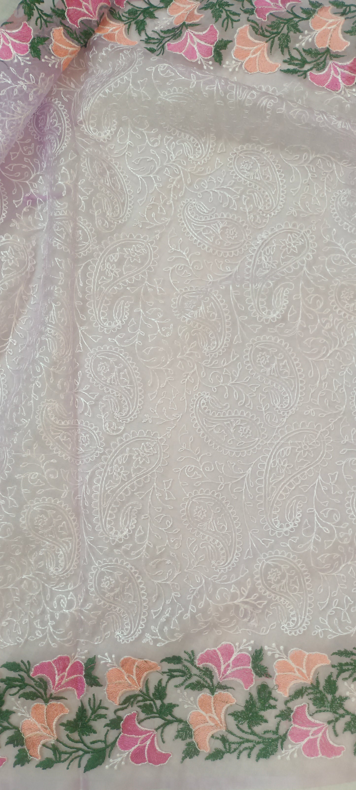 Banarsi organza silk mauve suit.